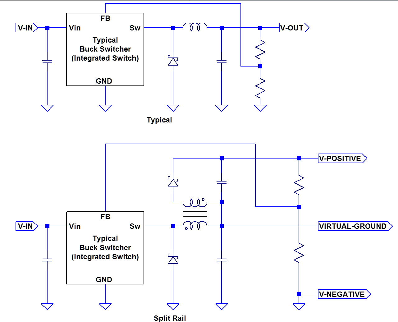ASK Converting typical Buck switcher into split rail ...